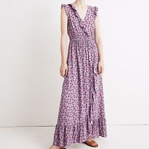 Madewell Ruffle-Edged Wrap Maxi Dress in Prairie Posies Size 4, Fall, Wedding